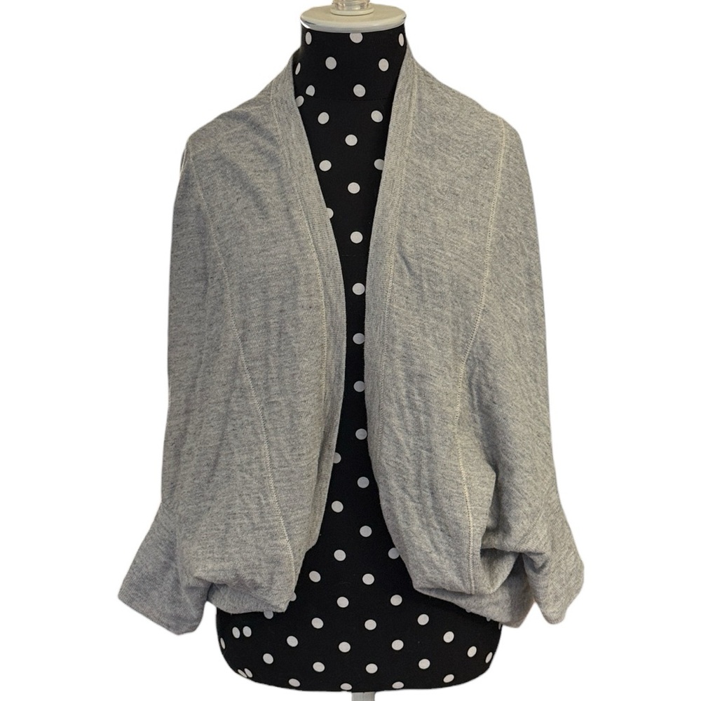 Nesh NYC Gray Cocoon Wrap Cardigan Lightweight Cotton Blend Cozy Shrug USA Small